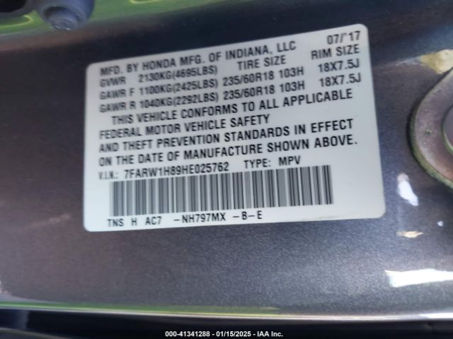 7FARW1H89HE025762 Honda Cr-v Ex-l/ex-l Navi