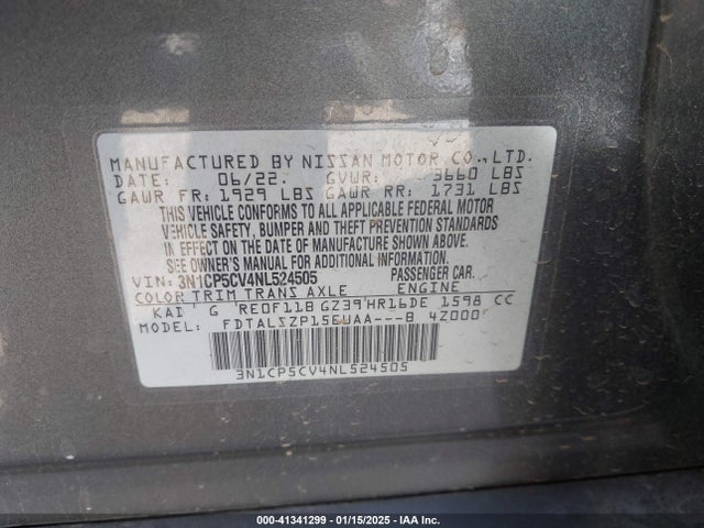3N1CP5CV4NL524505 Nissan Kicks Sv Xtronic Cvt