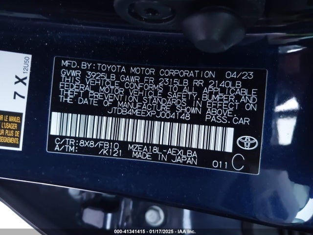 Toyota COROLLA LE 2023 JTDB4MEEXPJ004148 Image 9