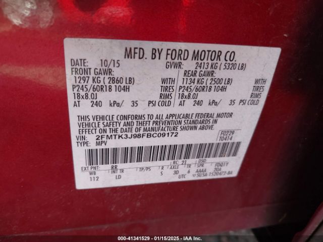 2FMTK3J98FBC09172 Ford EDGE SEL