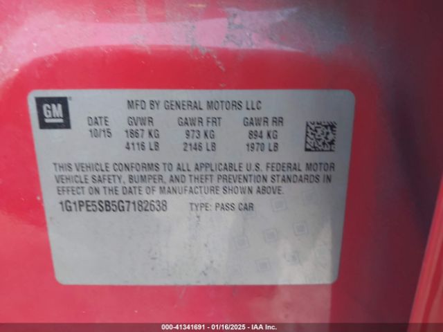 1G1PE5SB5G7182638 Chevrolet Cruze Limited 1lt Auto