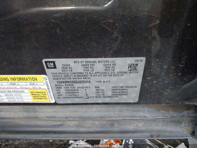 GMC Acadia Sle-1 2016 1GKKRNED6GJ332914 Image 9