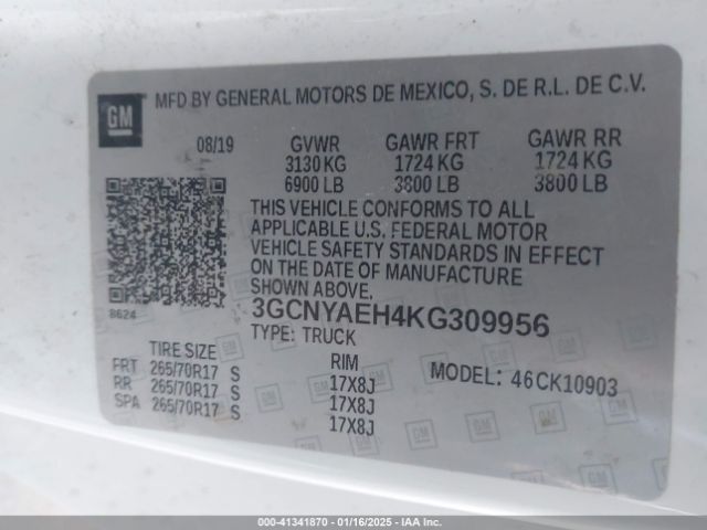 3GCNYAEH4KG309956 Chevrolet Silverado 1500 Work Truck