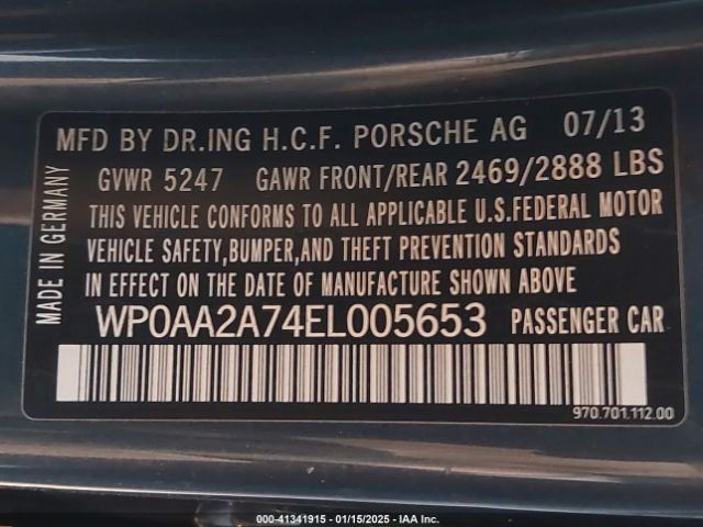 WP0AA2A74EL005653 Porsche PANAMERA 4