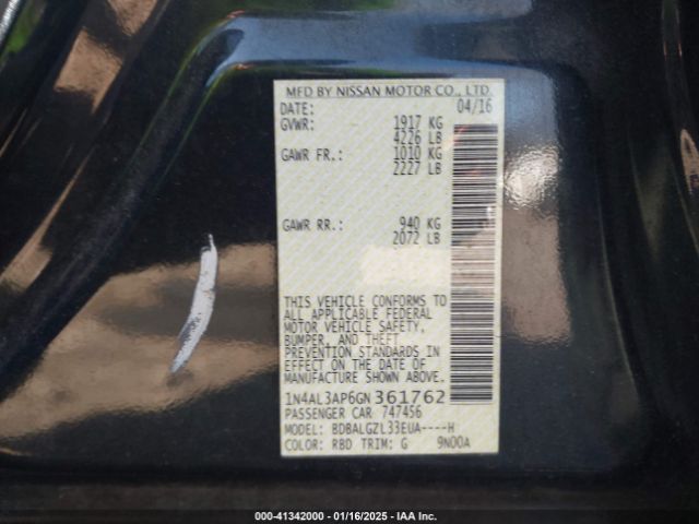 1N4AL3AP6GN361762 Nissan Altima 2.5 S