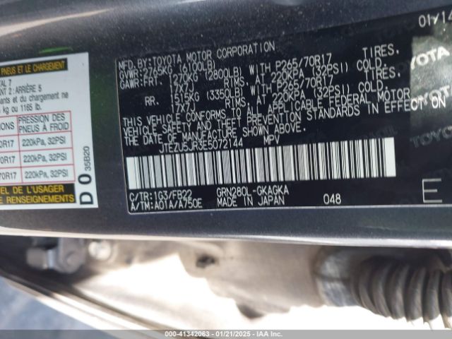 JTEZU5JR3E5072144 Toyota 4RUNNER SR5