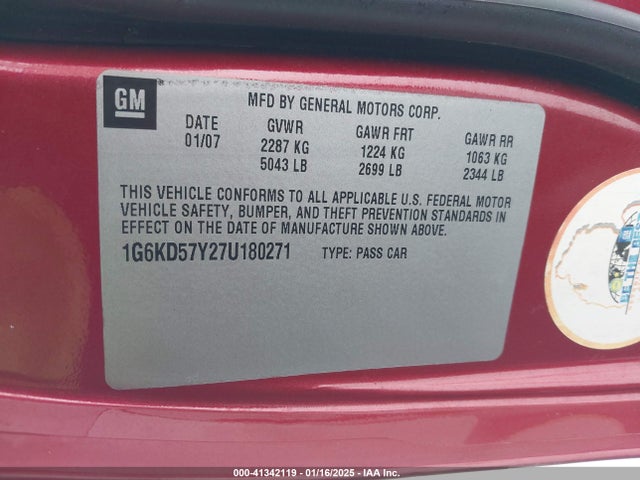 2007 CADILLAC DTS 1G6KD57Y27U180271 Photo 8