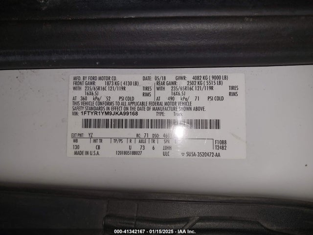 1FTYR1YM9JKA99168 Ford Transit-250