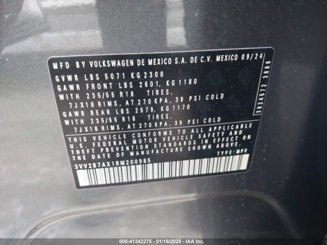 3VV2B7AX1RM200985 Volkswagen Tiguan 2.0t Se/wolfsburg Edition