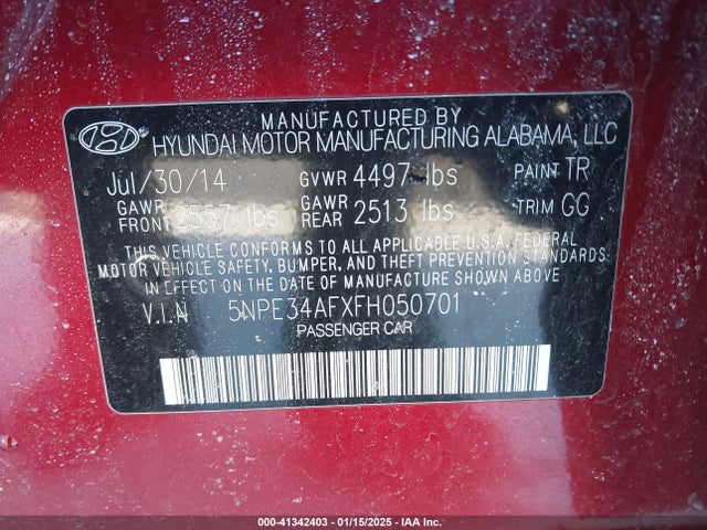 5NPE34AFXFH050701 Hyundai Sonata Sport