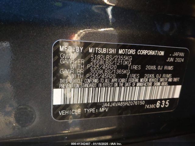 JA4J4VA85RZ076150 Mitsubishi Outlander Se 2.5 S-awc/se Black Edition S-awc/se Black Edition W/pano Roof S-awc/se Ralliart S-awc