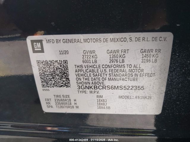 3GNKBCRS6MS522355 Chevrolet Blazer Fwd 2lt