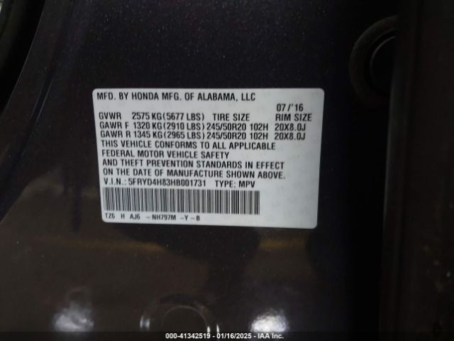 5FRYD4H83HB001731 Acura Mdx Advance Package