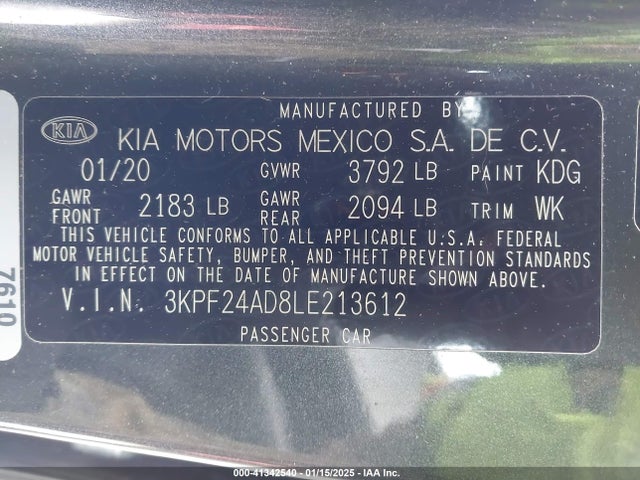 KIA Forte Lxs 2020 3KPF24AD8LE213612 Image 9