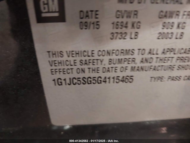1G1JC5SG5G4115465 Chevrolet Sonic Lt Auto