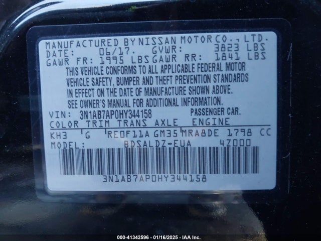 3N1AB7AP0HY344158 Nissan SENTRA SV