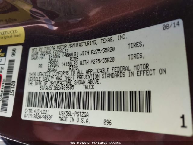 5TFAW5F18EX409605 Toyota Tundra 1794 5.7l V8