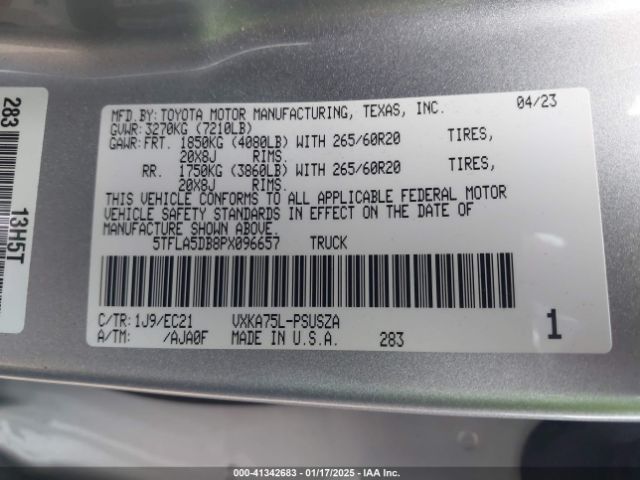 5TFLA5DB8PX096657 Toyota Tundra Sr5