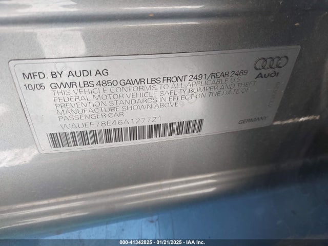 2006 AUDI A4 WAUEF78E46A127721 Photo 8