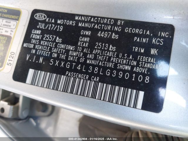 5XXGT4L38LG390108 KIA Optima Lx
