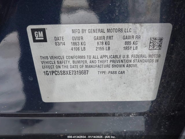 Chevrolet Cruze 1lt Auto 2014 1G1PC5SBXE7319687 Image 9
