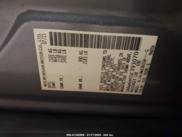 1N4AA6AP1GC393070 Nissan Maxima 3.5 Platinum