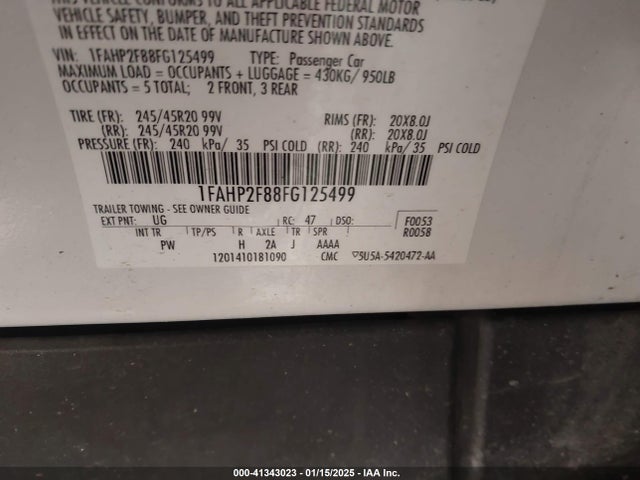 1FAHP2F88FG125499 Ford Taurus Limited