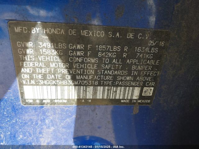 3HGGK5H83GM705318 Honda Fit Ex-l