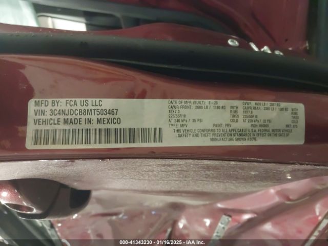 3C4NJDCB8MT503467 Jeep Compass Limited 4x4