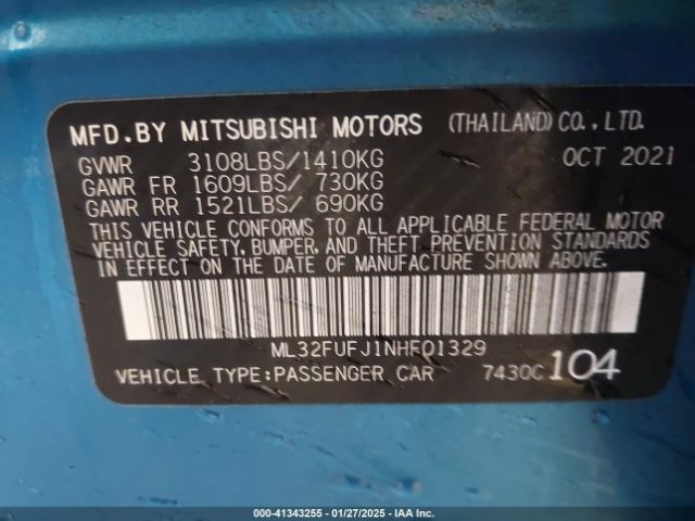 ML32FUFJ1NHF01329 Mitsubishi Mirage G4 Le