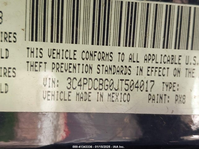 3C4PDCBG0JT504017 Dodge Journey Sxt