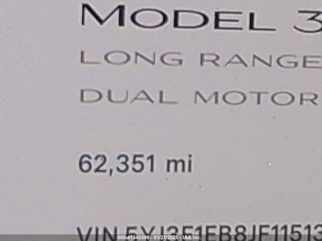 5YJ3E1EB8JF115138 Tesla Model 3 Long Range/performance