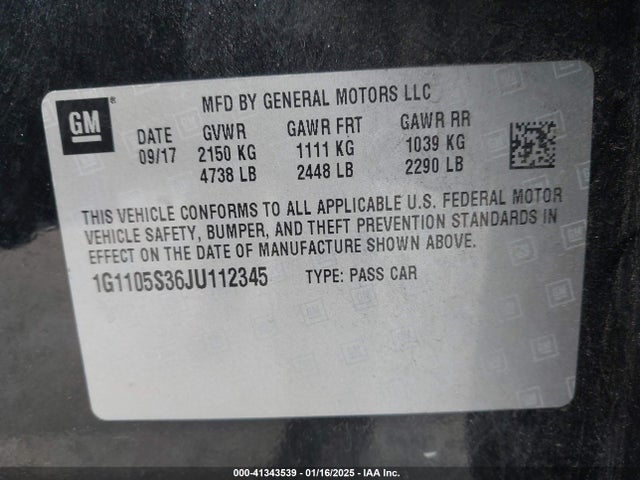 Chevrolet IMPALA 1LT 2018 1G1105S36JU112345 Image 9
