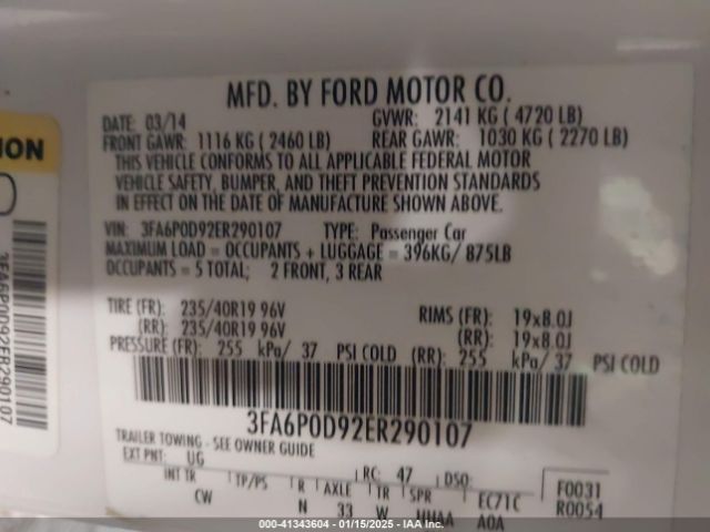 3FA6P0D92ER290107 Ford Fusion Titanium