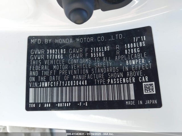 Honda Civic Ex-l 2018 JHMFC1F71JX030448 Image 9