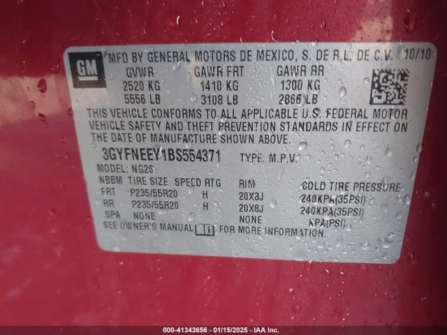 2011 CADILLAC SRX 3GYFNEEY1BS554371 Photo 8