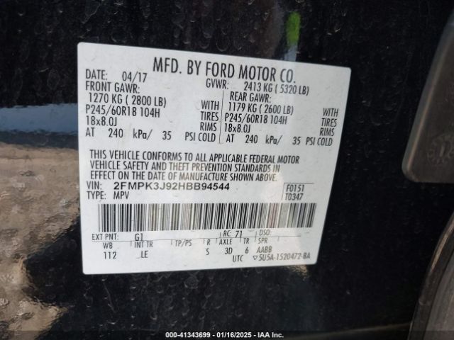 2FMPK3J92HBB94544 Ford EDGE SEL