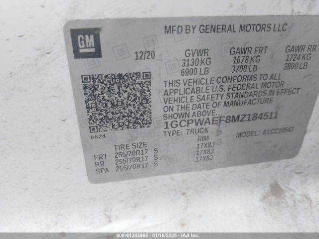 1GCPWAEF8MZ184511 Chevrolet Silverado 1500 2wd  Short Bed Wt