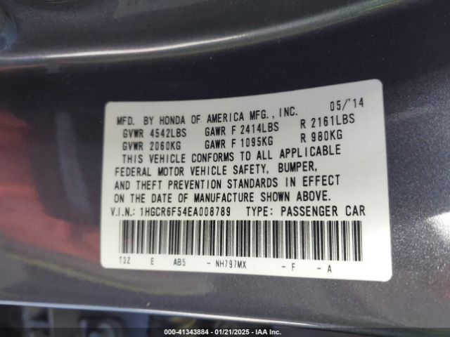 1HGCR6F54EA008789 Honda Accord Hybrid Ex-l