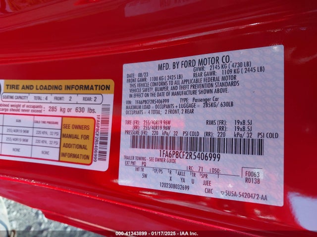 Ford Mustang Gt Premium Fastback 2024 1FA6P8CF2R5406999 Image 9