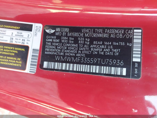 2009 MINI COOPER WMWMF33559TU75936 Photo 8