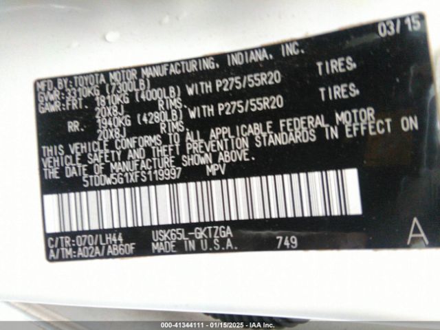 5TDDW5G1XFS119997 Toyota Sequoia Platinum 5.7l V8