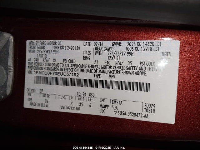 Ford ESCAPE S 2014 1FMCU0F70EUC57192 Image 9