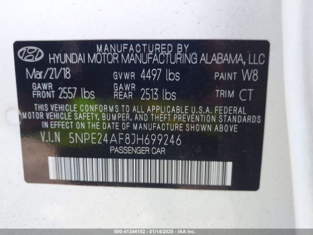 5NPE24AF8JH699246 Hyundai SONATA SE