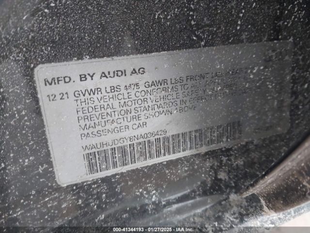 WAUHUDGY8NA036429 Audi A3 Premium Plus 40 Tfsi Quattro S Tronic