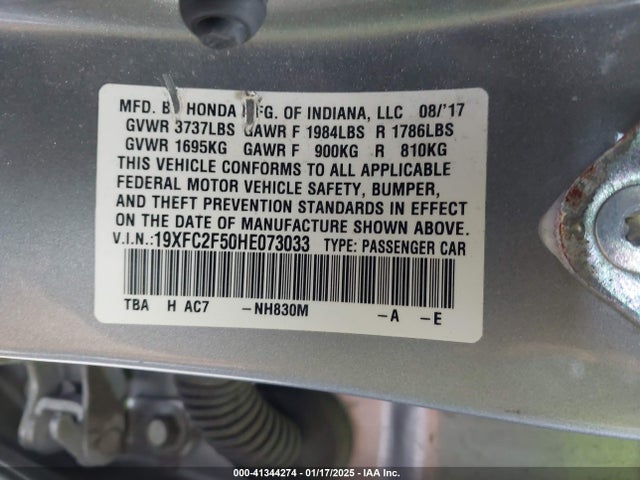Honda Civic Lx 2017 19XFC2F50HE073033 Image 9