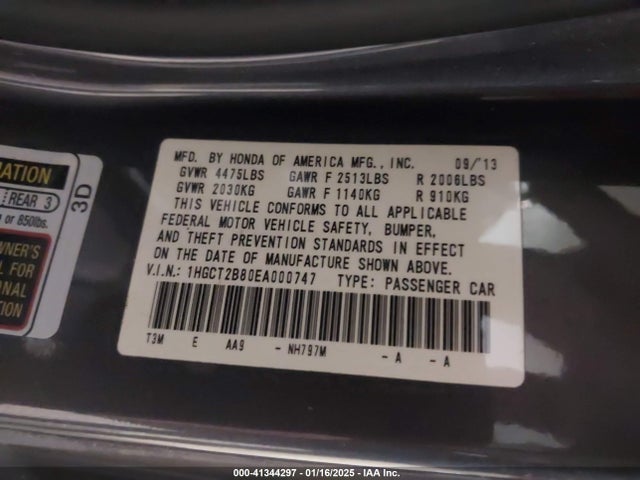 Honda Accord Ex-l V-6 2014 1HGCT2B80EA000747 Image 9