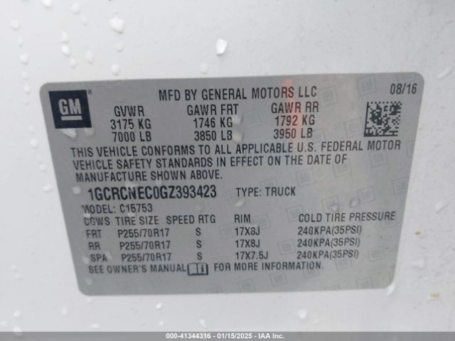 1GCRCNEC0GZ393423 Chevrolet Silverado 1500 Wt