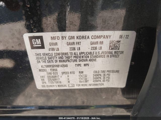 KL79MMS24NB142040 Chevrolet Trailblazer Fwd Ls