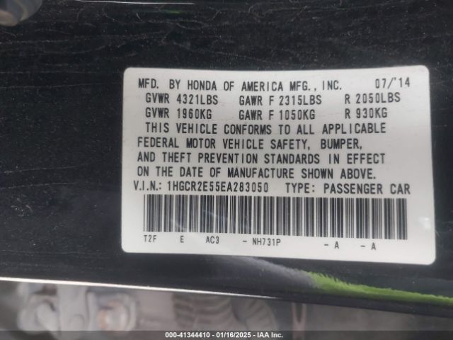 2014 HONDA ACCORD SEDAN 1HGCR2E55EA283050 Photo 8
